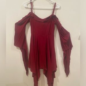 Red cottage core dress